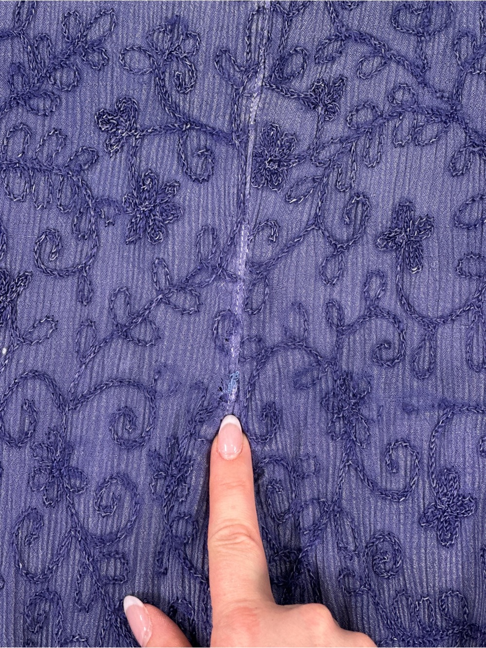 Vintage Starina Sleeveless Aline Dress Floral Embroidered Rayon Blue M - Picture 10 of 11